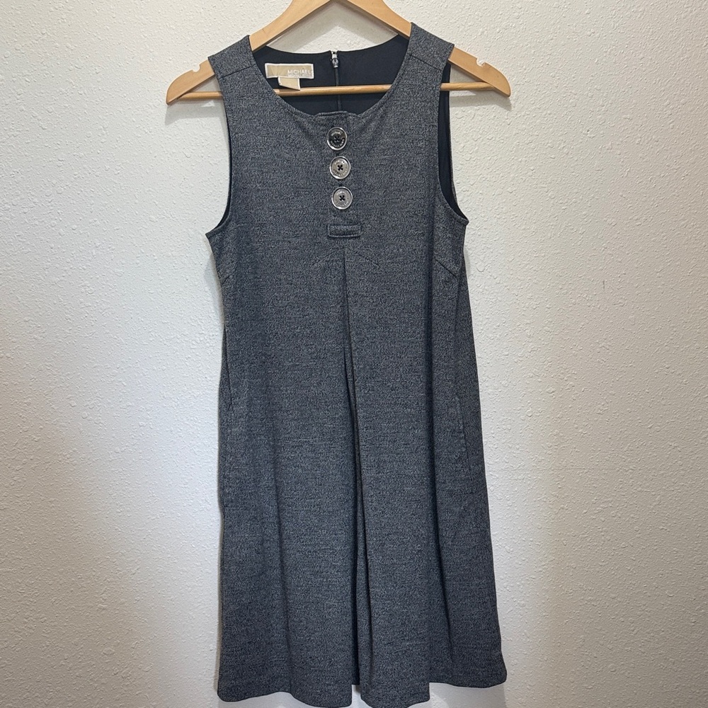 Michael Kors Gray Sleeveless Dress with Button Detail, Size S
